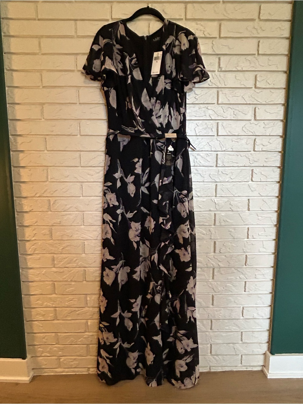 Ralph Lauren Black Maxi Dress with Floral Print